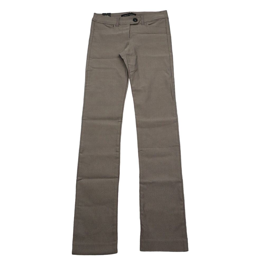 My Bajee Collection Pants Women S Beige Mid Rise Flat Front Slim Straight
